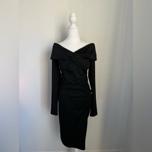 NWT DVF black off the shoulder Branwen dress, t-length, little black dress.